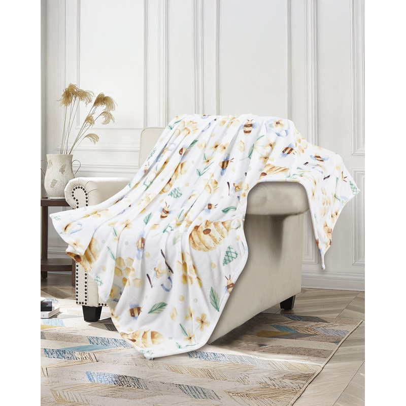 Yellow Honey Bee Printed Blanket