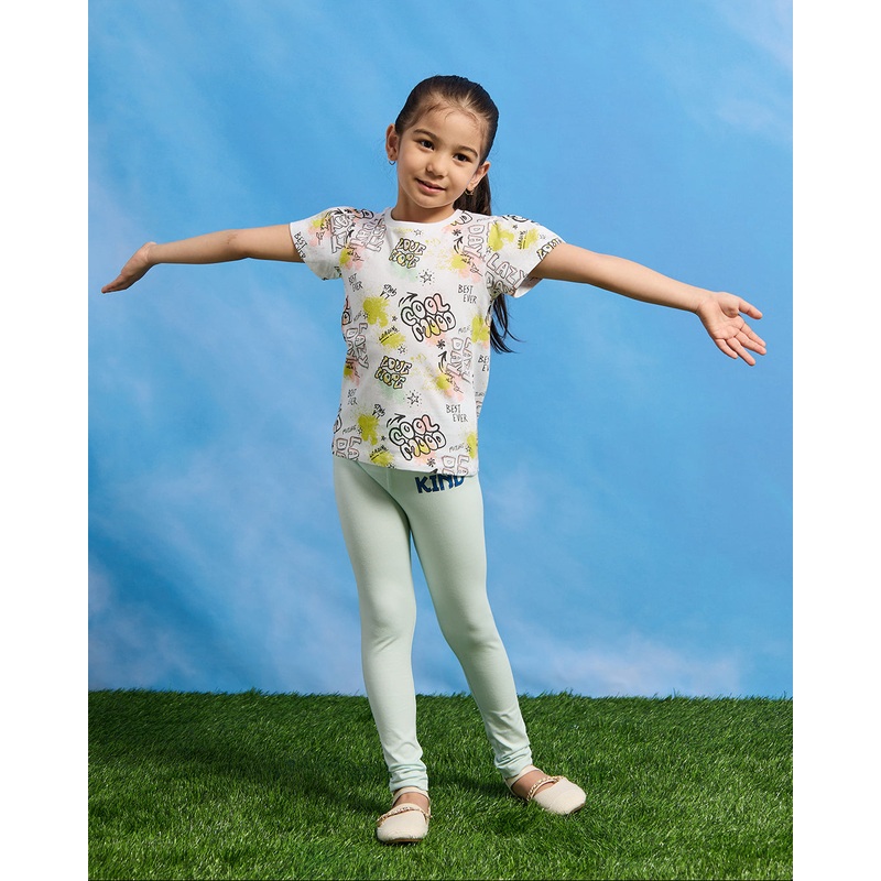 Girls White All-Over Print T-Shirt