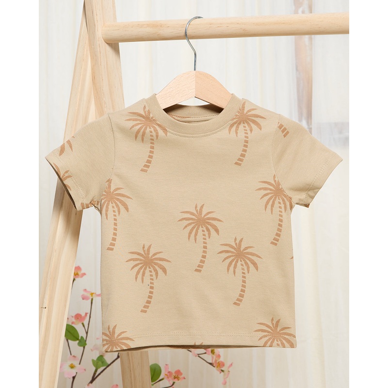 Infant Boys  Beige Palm Print T-Shirt
