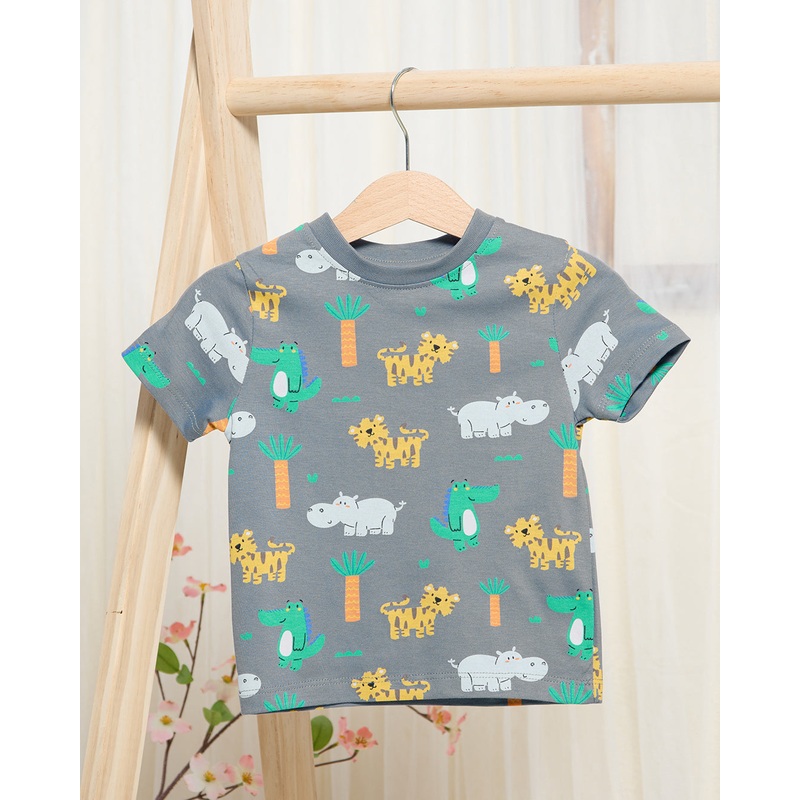 Infant Boys Blue Animal Jungle Printed T-Shirt
