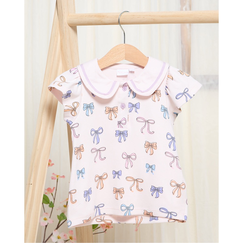 Infant Girls Pink Bow Printed T-Shirt