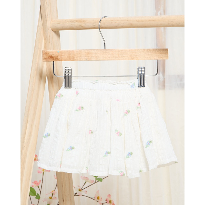 Infant Girls White Embroidered Skirt