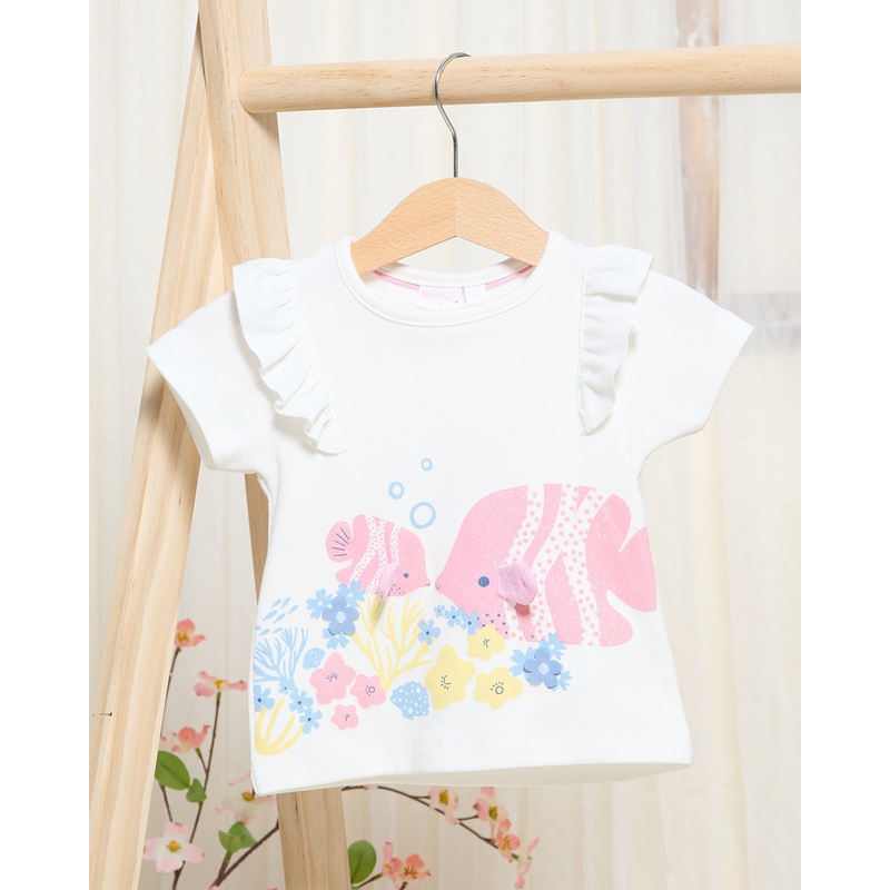 Infant Girls White Fish Embellished T-Shirt