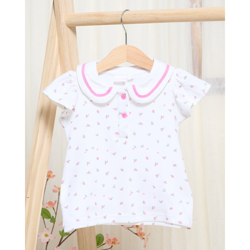 Infant Girls White Floral Printed T-Shirt