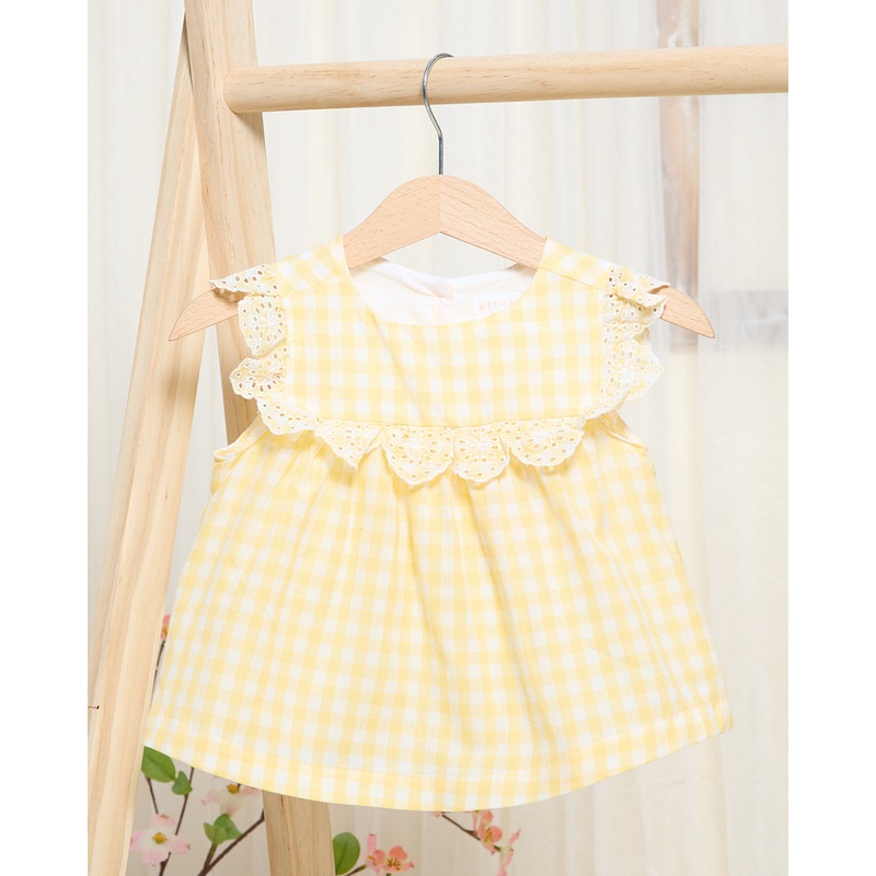 Infant Girls Yellow Checkered Poplin Blouse