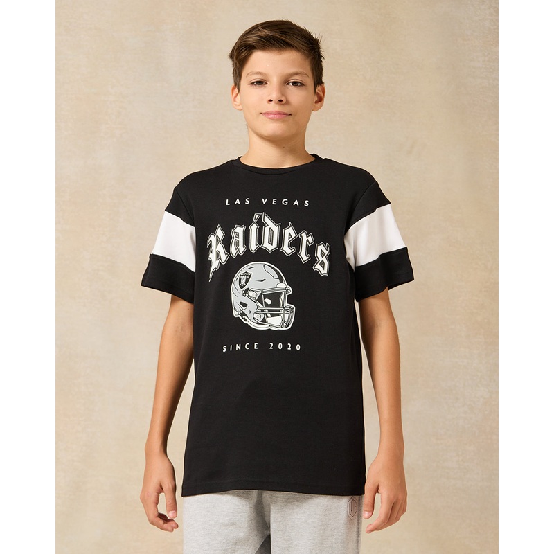 Senior Boys Black Over Size Las Vegas Raiders T-Shirt