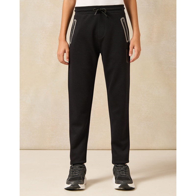 Senior Boys Black Plain  Active Pants