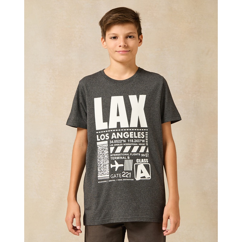 Senior Boys Charcoal La Ticket Print T-Shirt