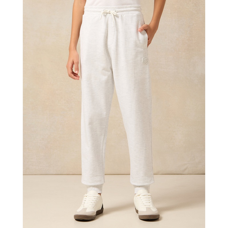 Senior Boys Ecru Solid Active Pants