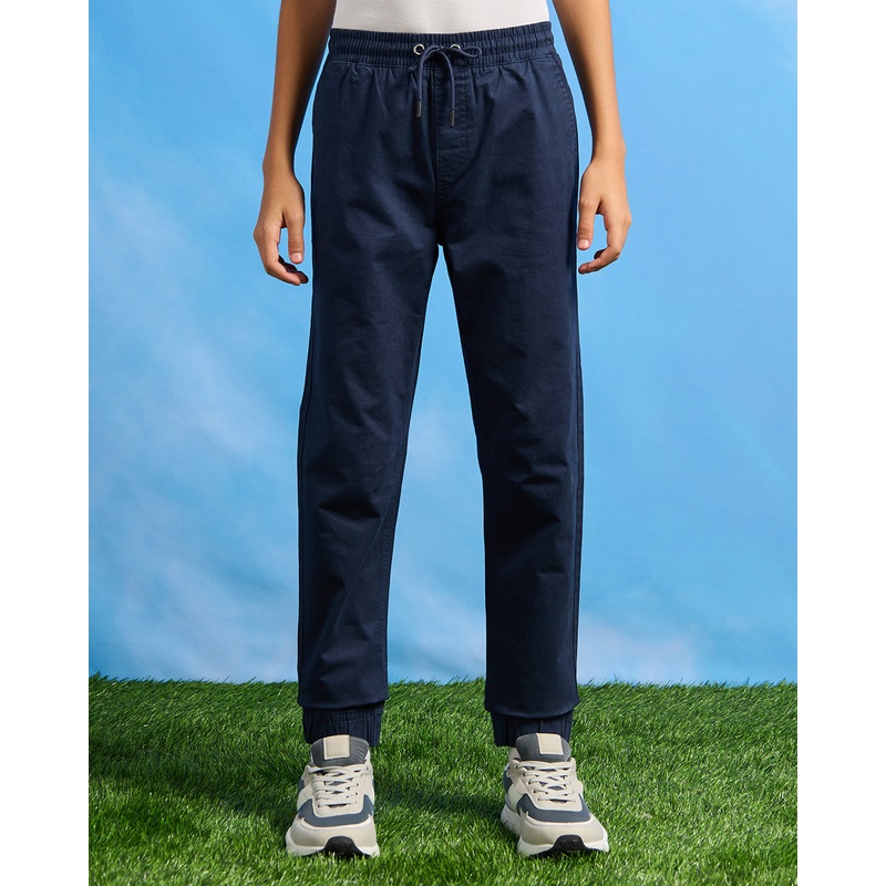 Senior Boys Navy Pull On Solid Joggers