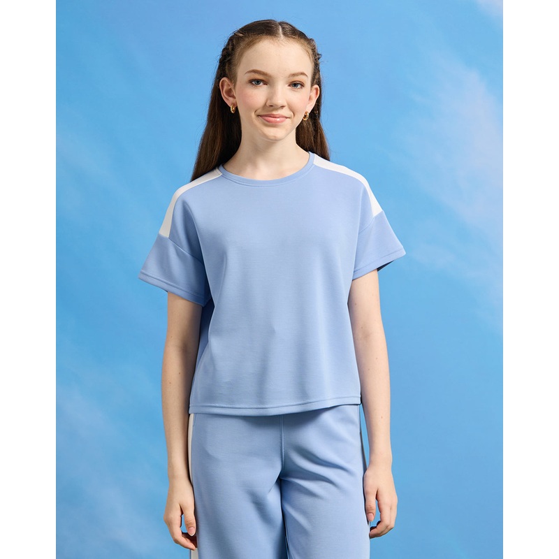 Senior Girls Blue Cut And Sew T-Shirt