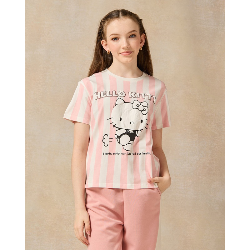 Senior Girls Pink Hello Kitty Boxy T-Shirt