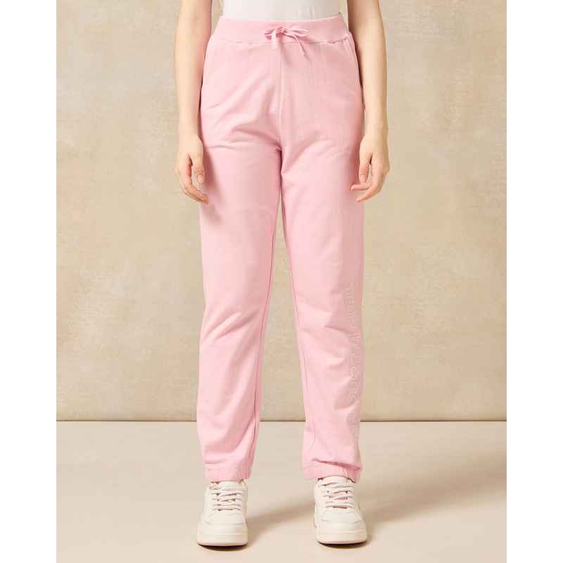 Senior Girls Pink Solid Active Pants