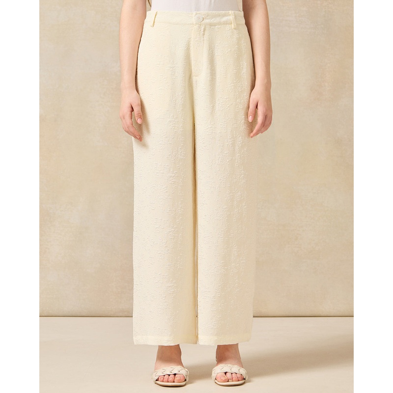Senior Girls White Jacquard Trouser