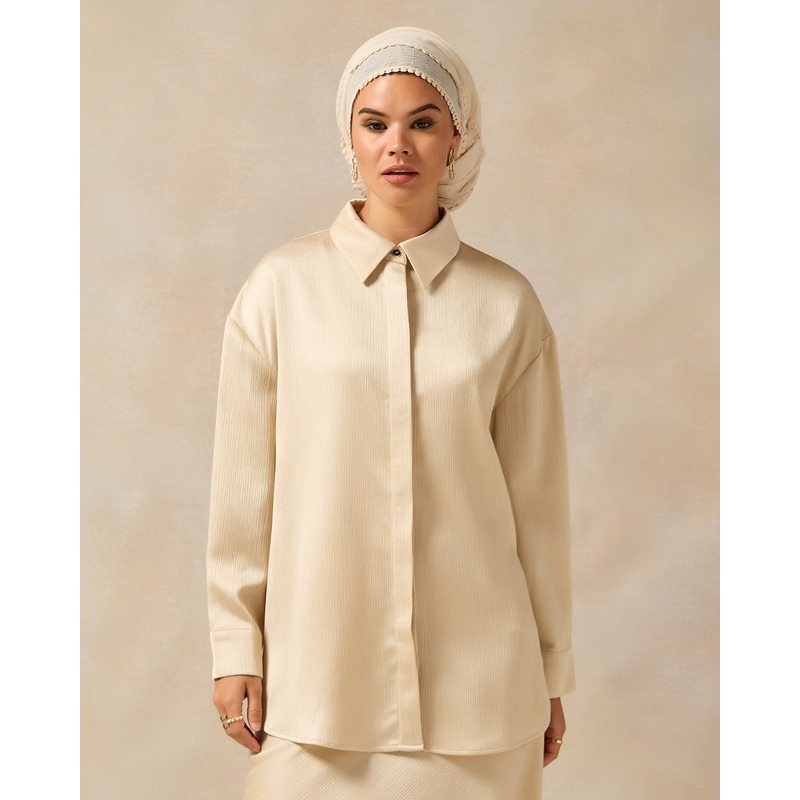 Women Ivory Button Front Shirt