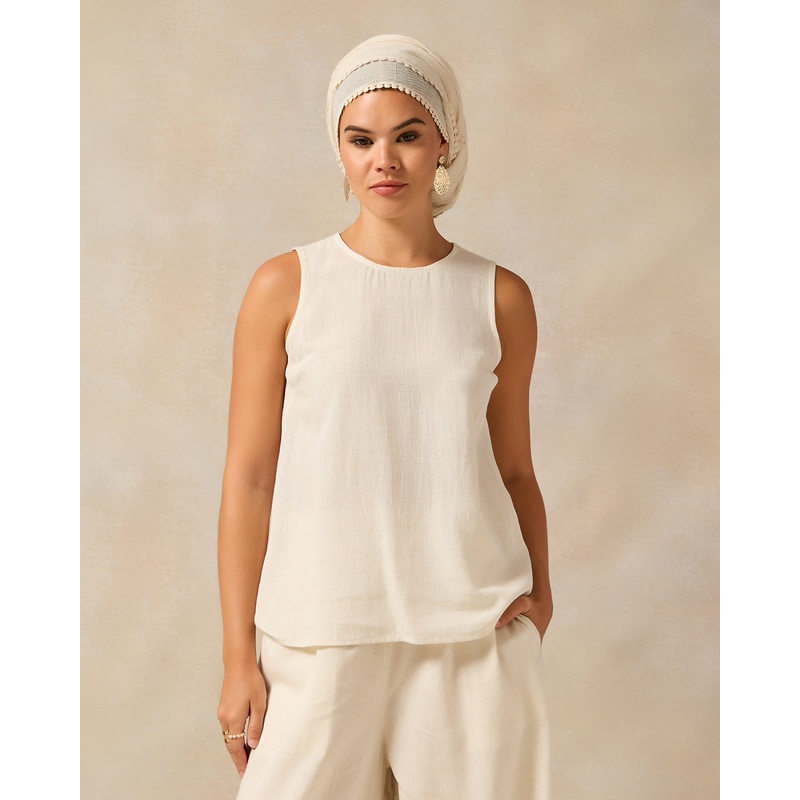 Women Ivory Sleeveless Blouse|UK8|UK10|UK12|UK14|UK16|UK18