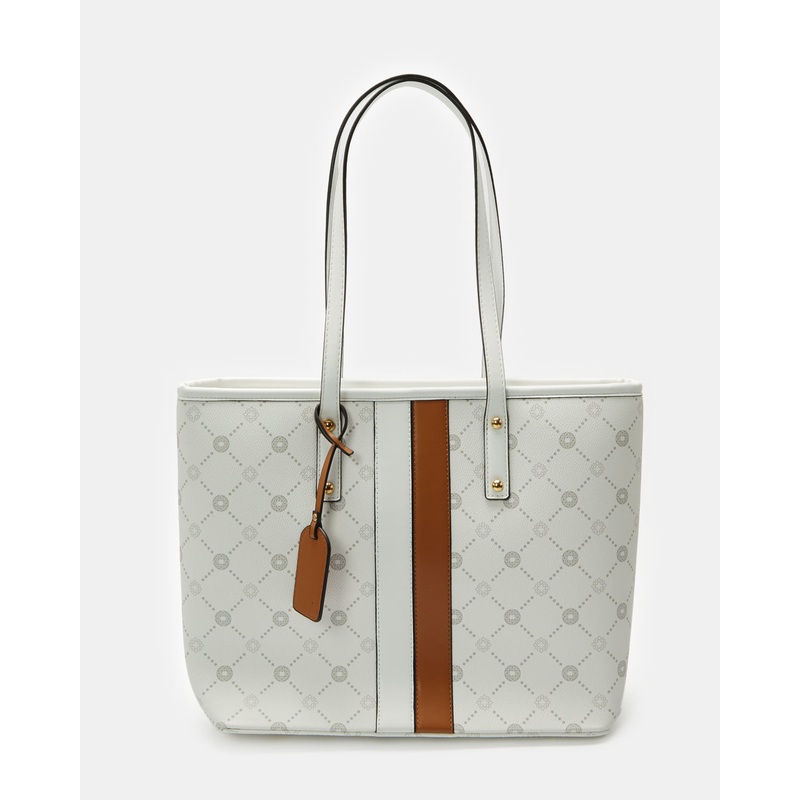 Women White Printed Tote Bag