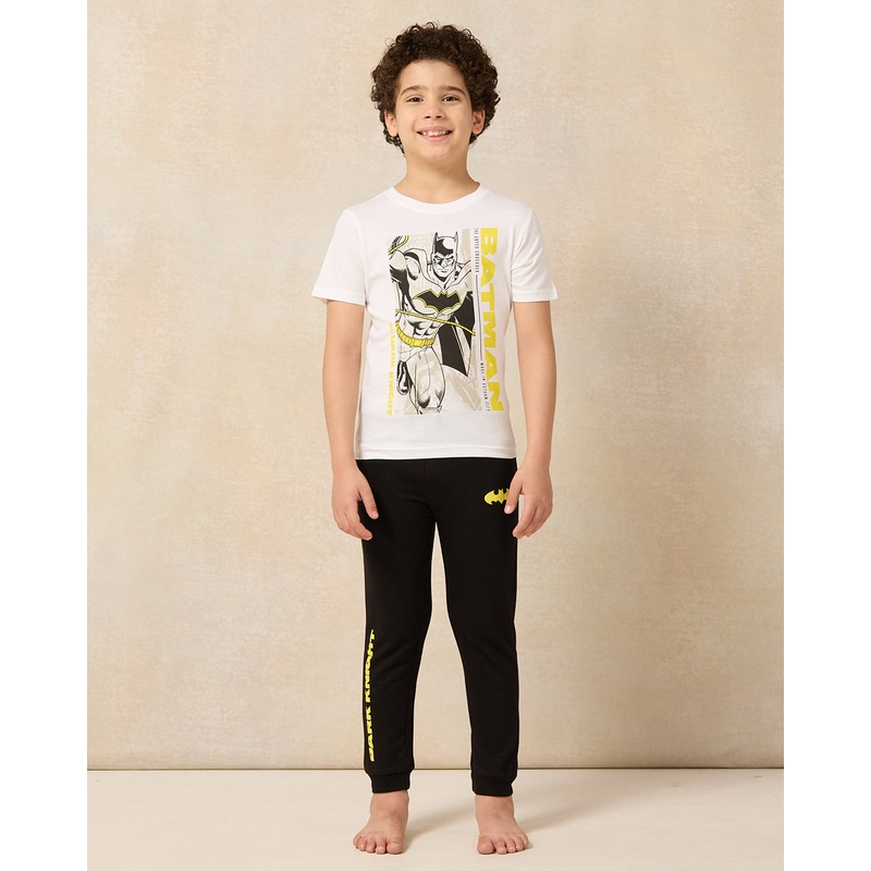 Boys White And Black Batman Pyjama Set (2 Piece)