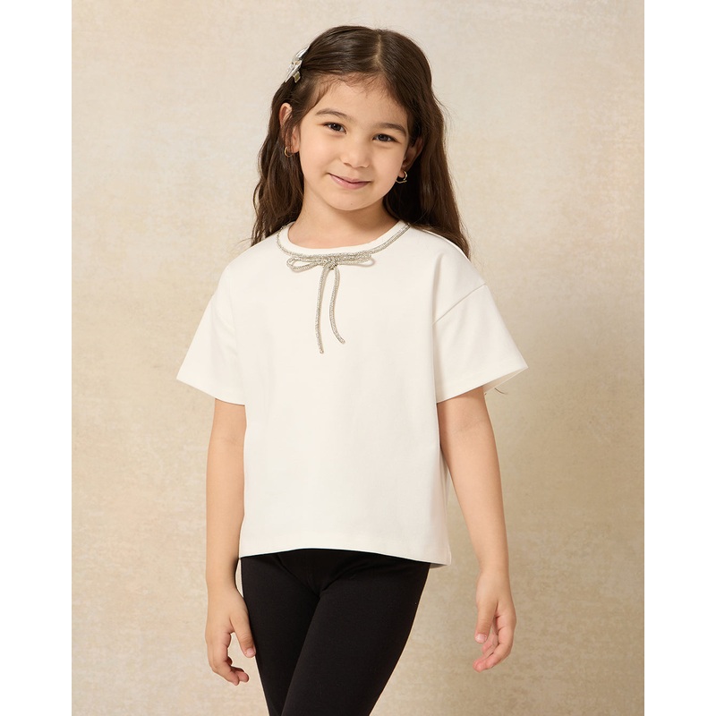 Girls Ivory Embellished Top|2-3 Years|3-4 Years|4-5 Years|5-6 Years|6-7 Years|7-8 Years