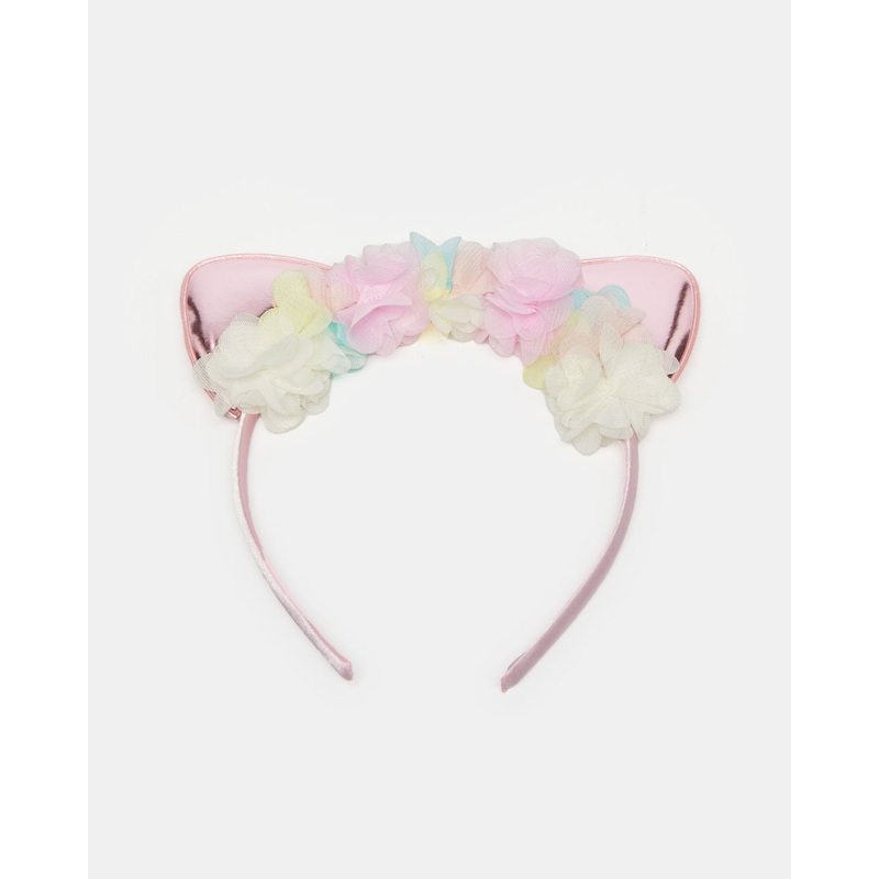 Girls Pink Floral Embellished Headband