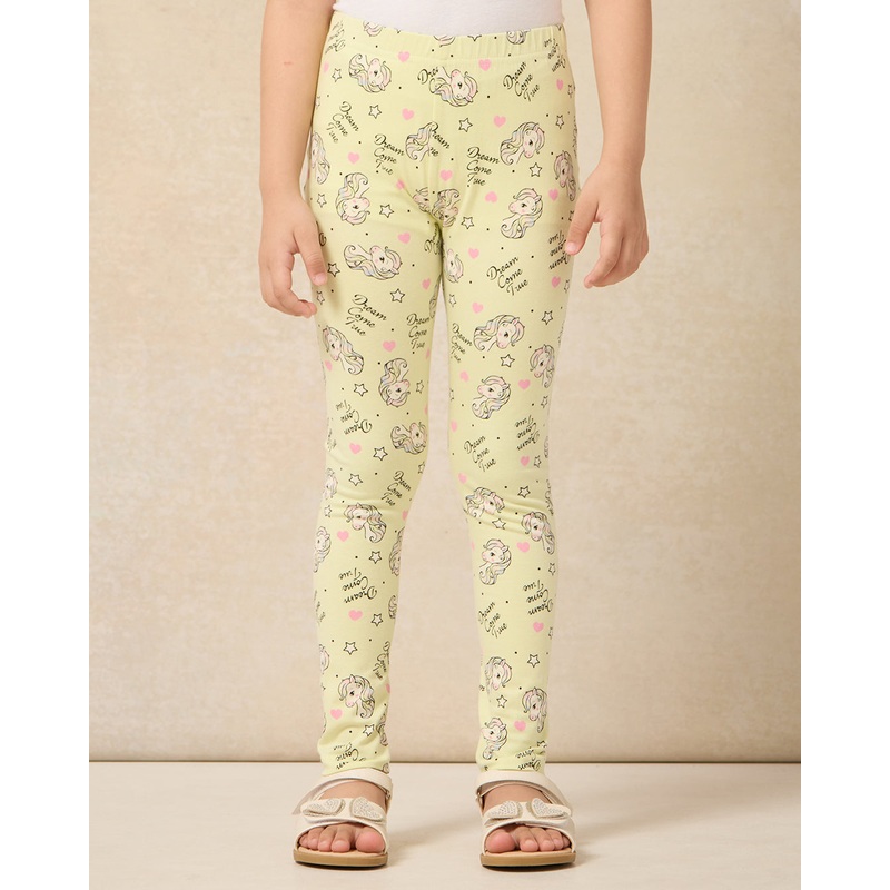 Girls Yellow Horse All Over Print Legging
