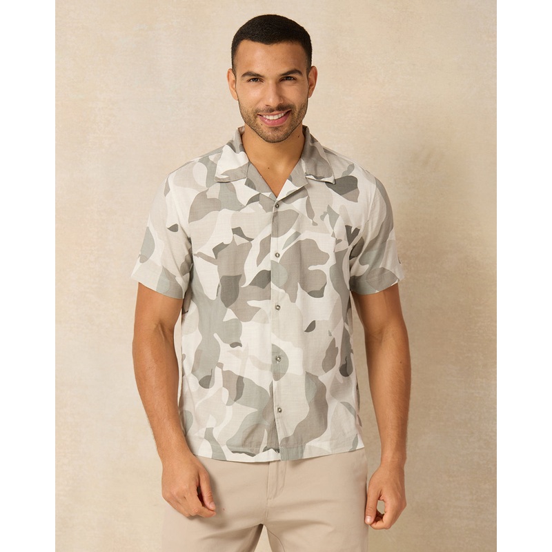 Men Grey Printed Resort Shirt|Small|Medium|Large|X-Large|XX-Large