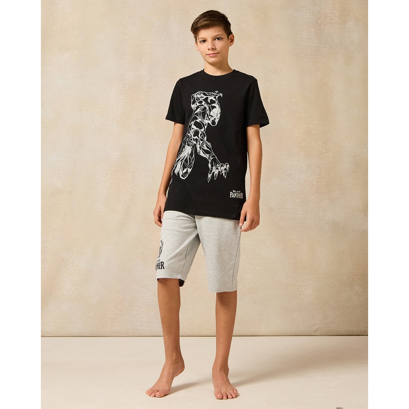 Senior Boys Black And Grey Black Panther Pyjama Set (2 Piece)