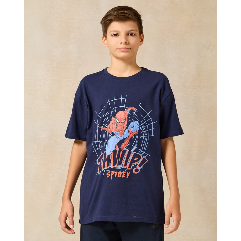 Senior Boys Navy Spiderman Printed T-Shirt