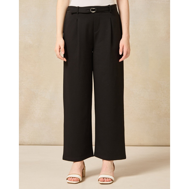 Senior Girls Black Wide Leg Trousers