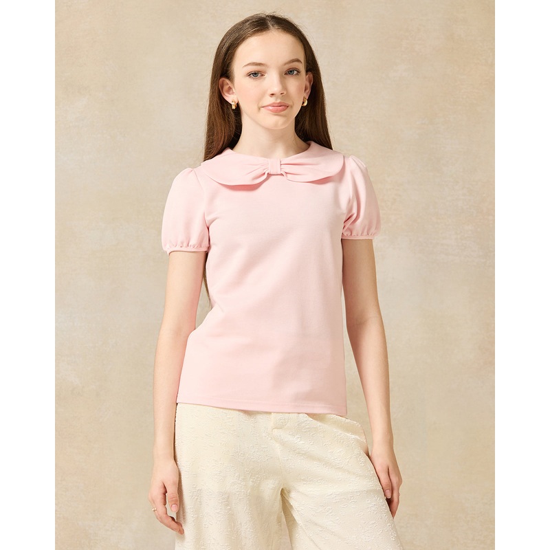 Senior Girls Pink Peter Pan Collar Top