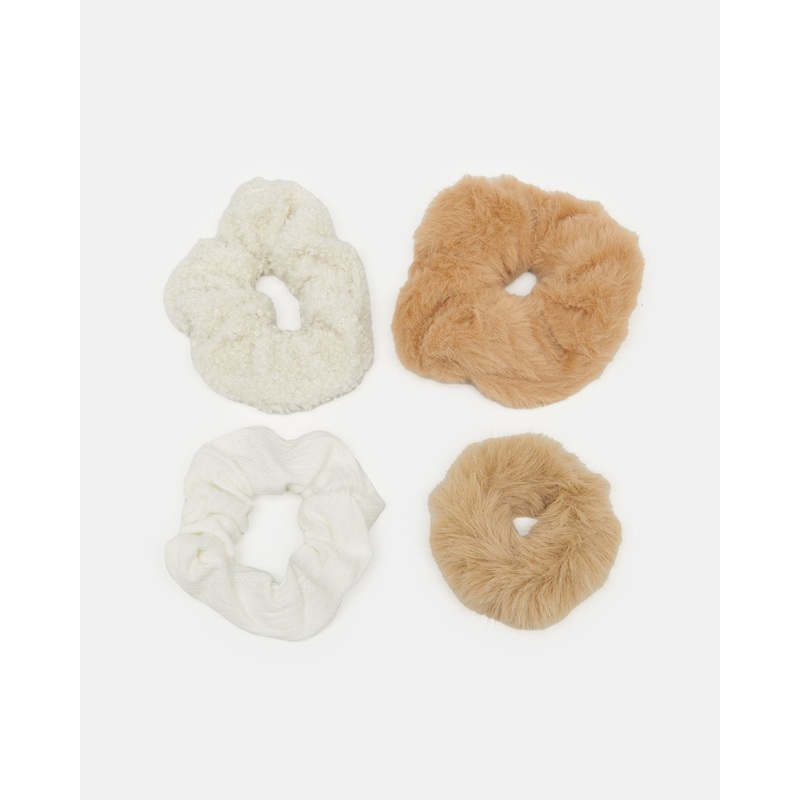 Women Assorted Plain Scrunchy Set (4 Piece)