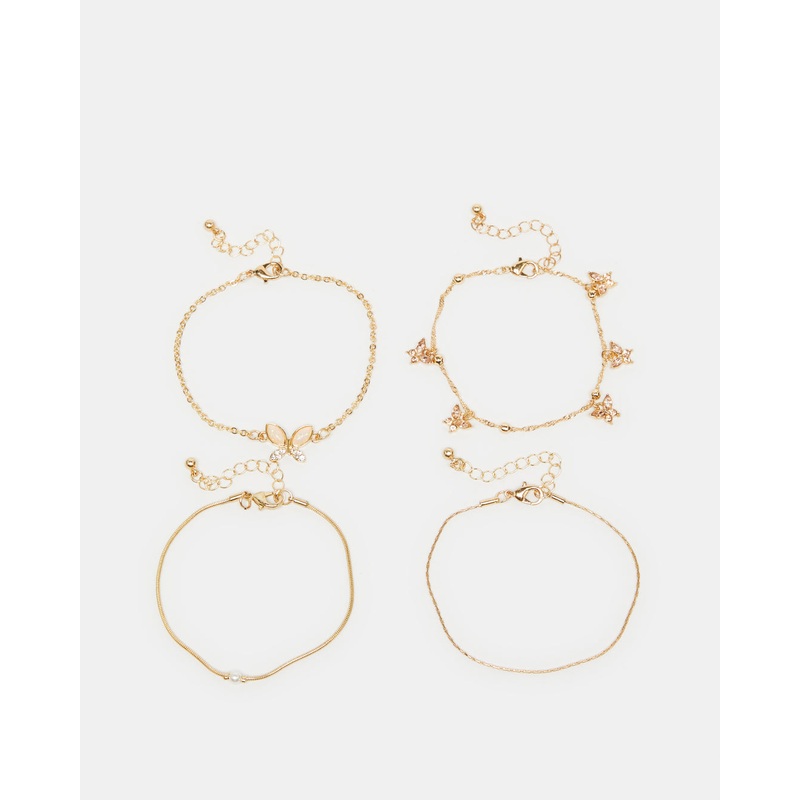 Women Gold Embellished Bracelets Set Of (4 Piece)