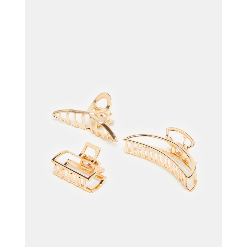 Women Gold Embellished Hair Clips (Pack of 3)