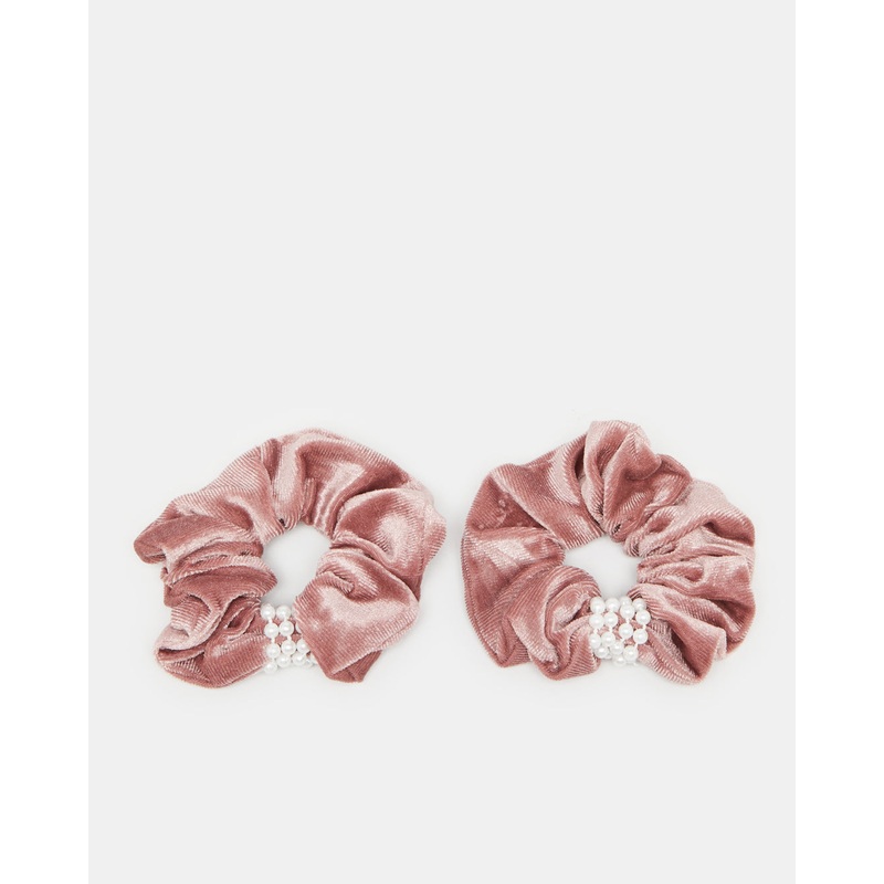 Women Pink Embellished Scrunchy Set (2 Piece)