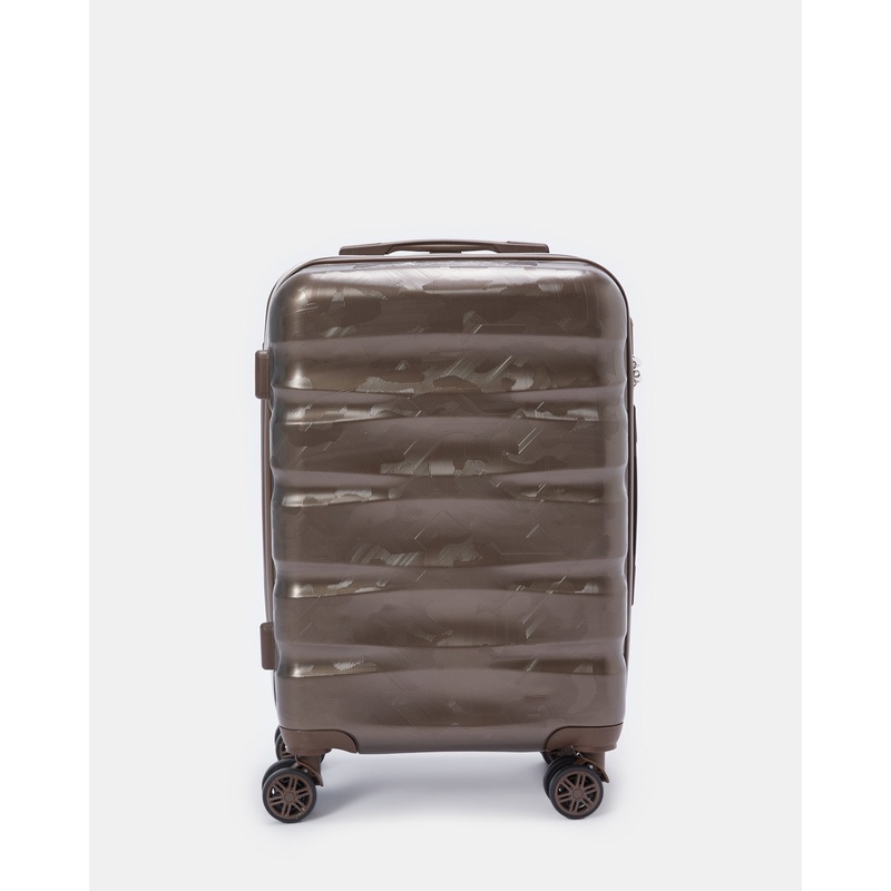 Brown Textured Trolley Luggage Trolley (20 Inch)