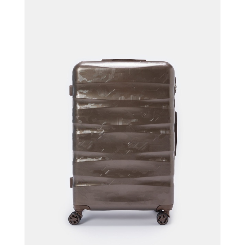 Brown Textured Trolley Luggage Trolley (24 Inch)