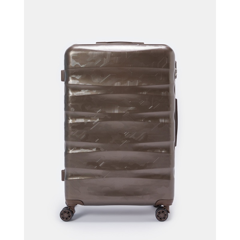 Brown Textured Trolley Luggage Trolley (28 Inch)