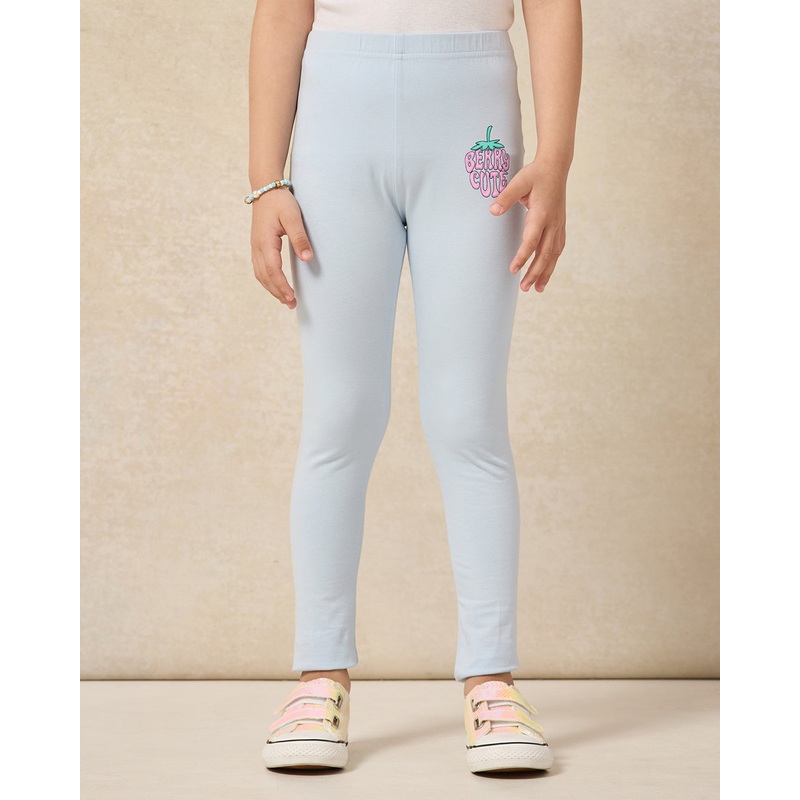 Girls Blue Berry Cute Print Leggings