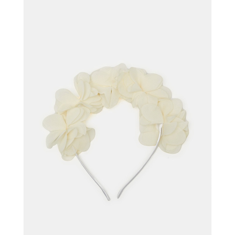 Girls Cream Floral Embellished Headband