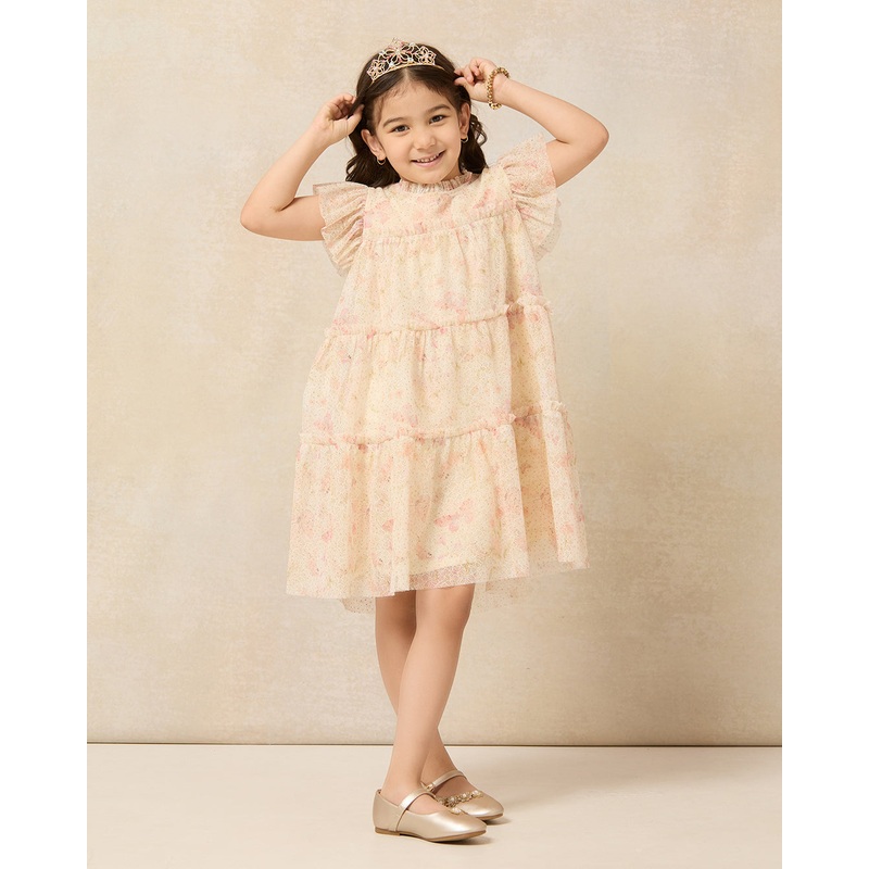 Girls Multicolour Embellished Layered Dress