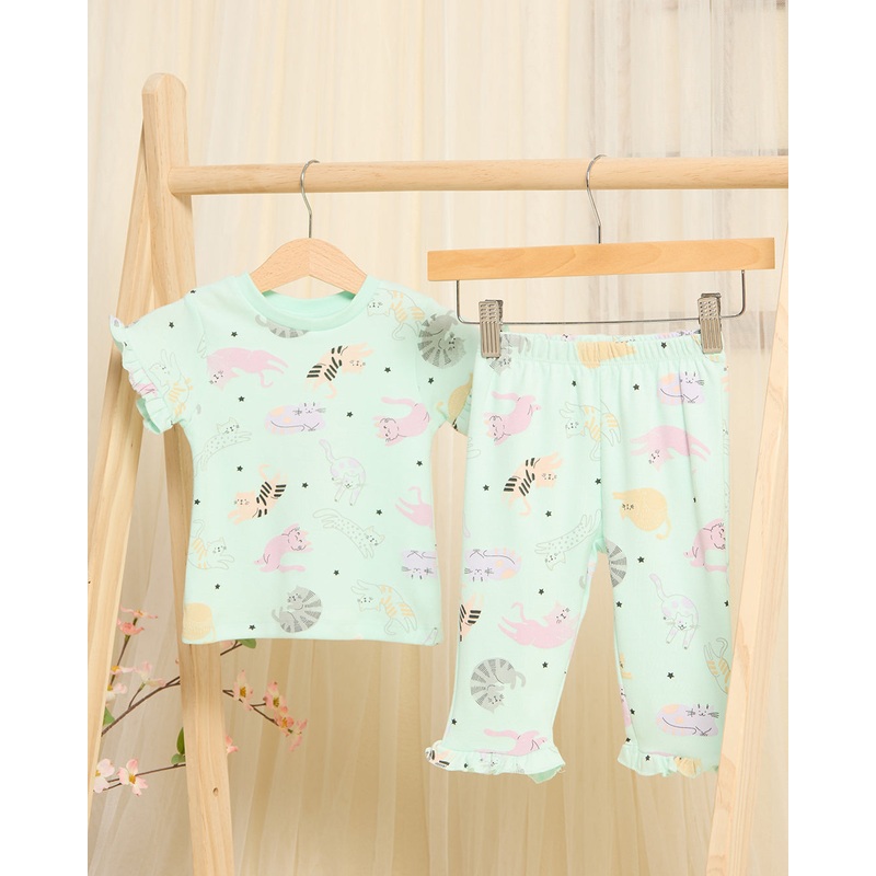 Infant Girls Mint Printed Pyjama Set(2 Piece)