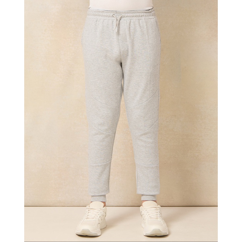 Senior Boys Grey Mel Plain Cut & Sew Active Pants