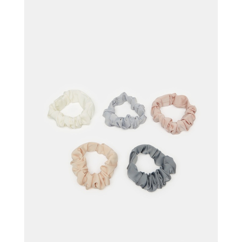 Women Assorted Plain Scrunchy Set (5 Piece)
