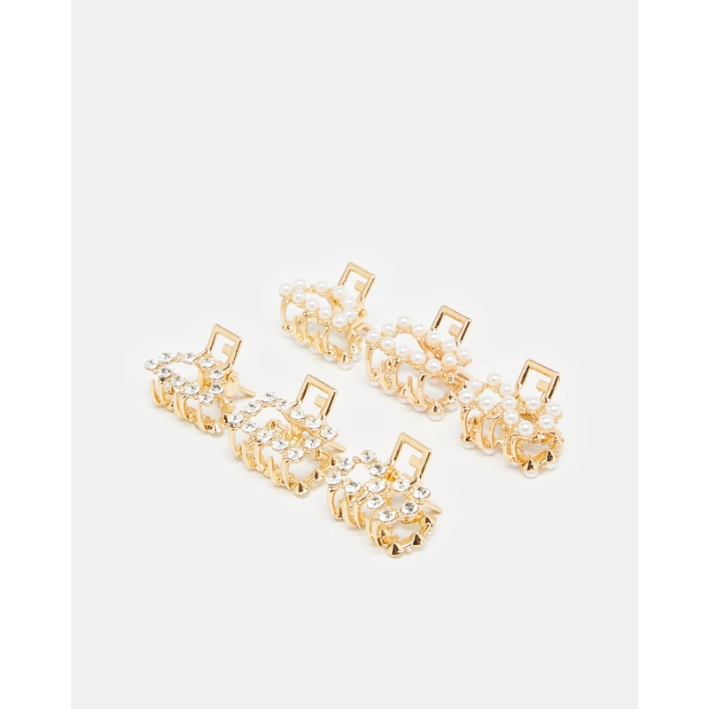 Women Gold Embellished Hair Claw (6 Piece)