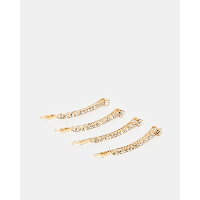 Women Gold Embellished Hair Clip Set (4 Piece)
