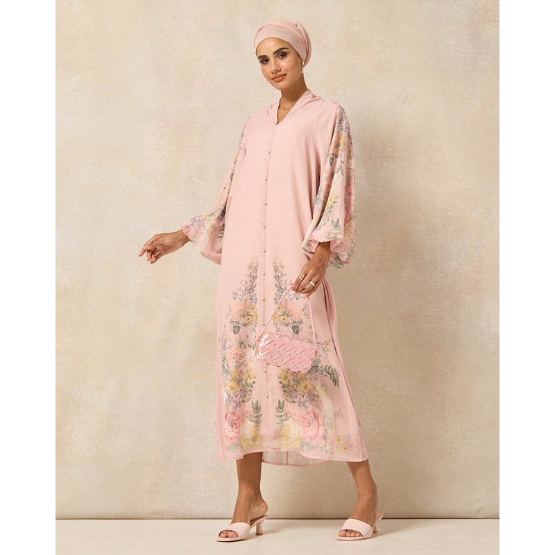 Women Pink Printed Button Front Dress