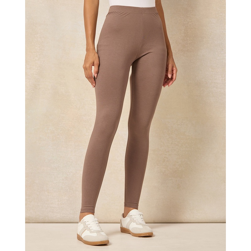 Women Taupe Long Length Leggings