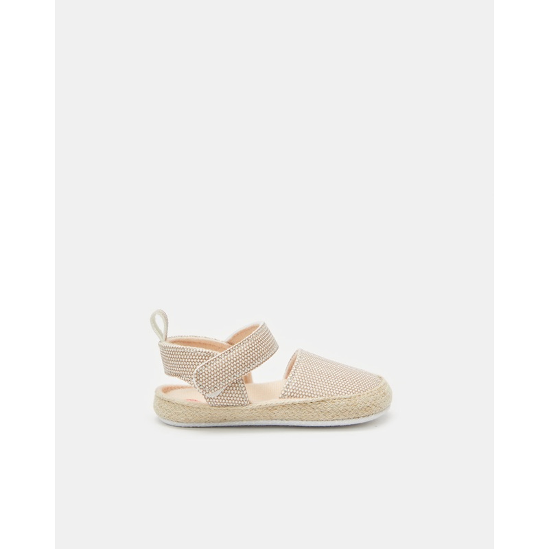 Baby Pink Textured Espadrille Pram Shoe