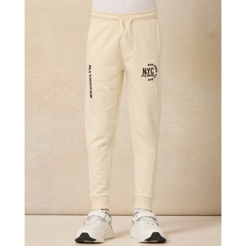 Boys Beige Printed Jog Pants|2-3 Years|3-4 Years|4-5 Years|5-6 Years|6-7 Years|7-8 Years