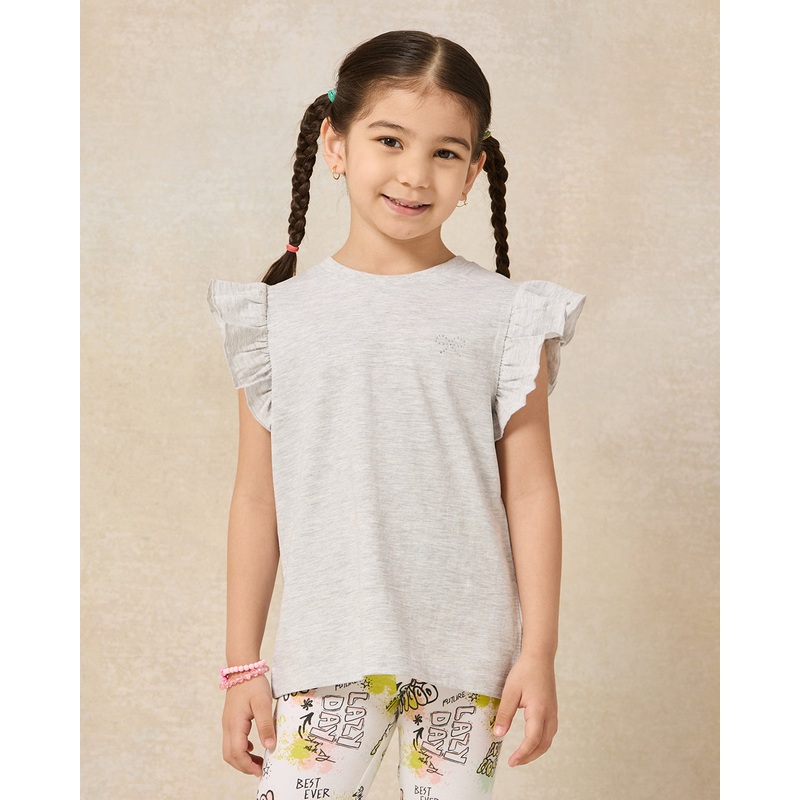 Girls Grey And Lilac T-shirt Set (2 Pieces)